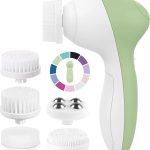 Facial Cleansing Brush | Face Scrubber Exfoliator Wash Cleansing Exfoliating Powered Electric Brushes Spin Cleanser Cleaning Scrub Oily Mixed Normal Dry Skin Including 7 Heads (Opal)